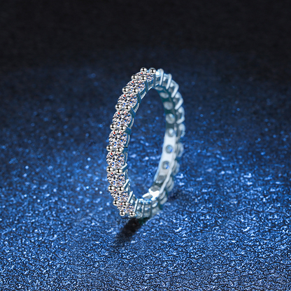 22K Gold-Plated Moissanite Wave Ring – Elegant Sterling Silver Jewelry