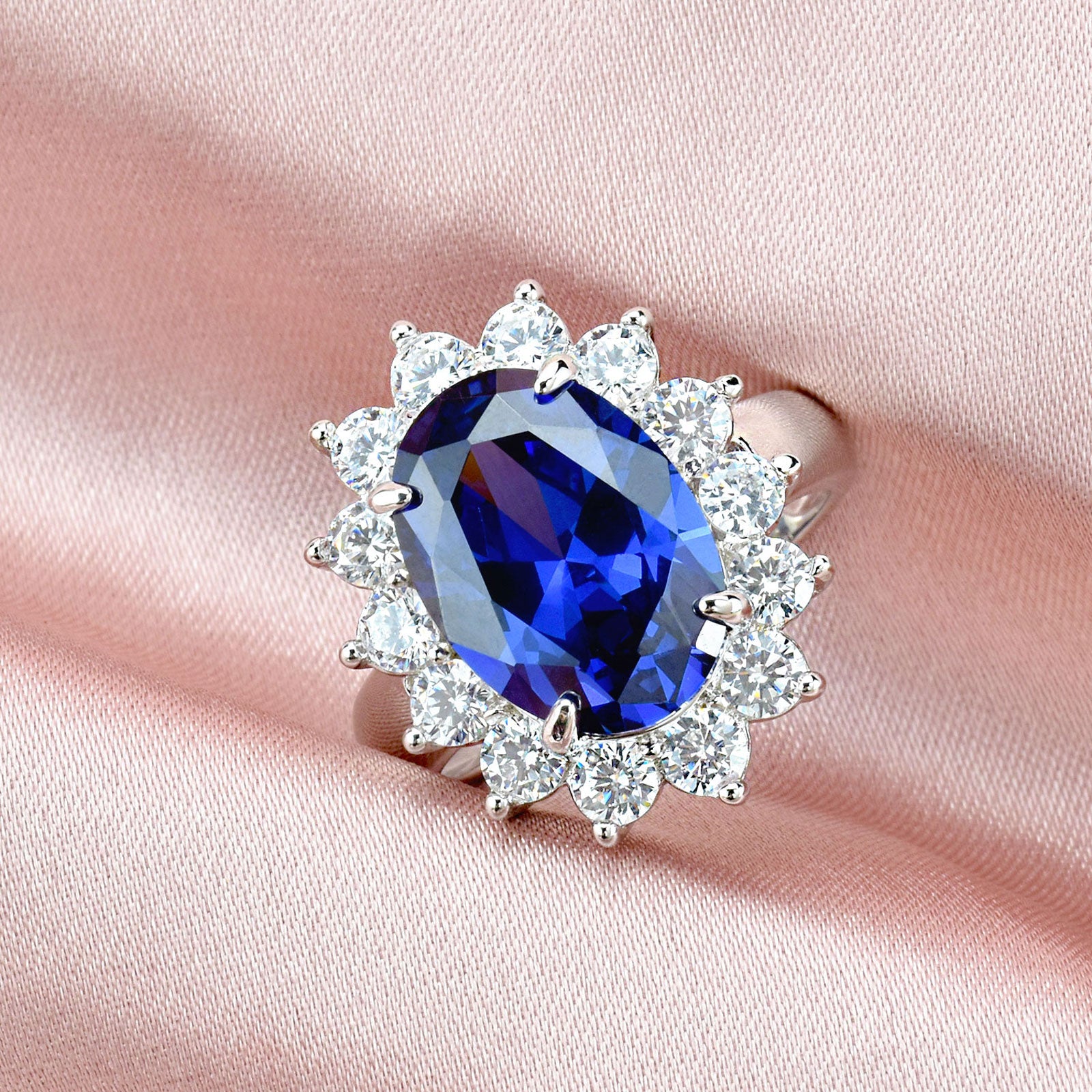 Engagement Rings Silver Blue