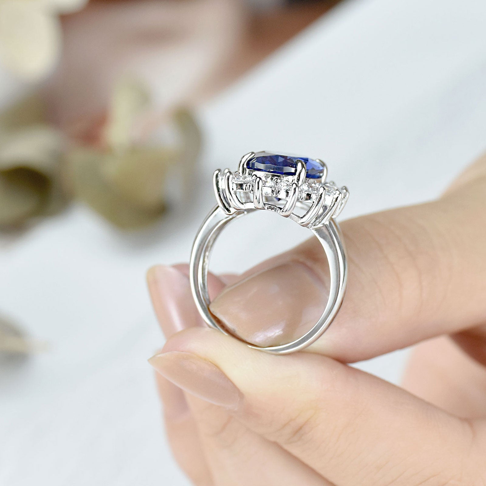 Engagement Rings Silver Blue